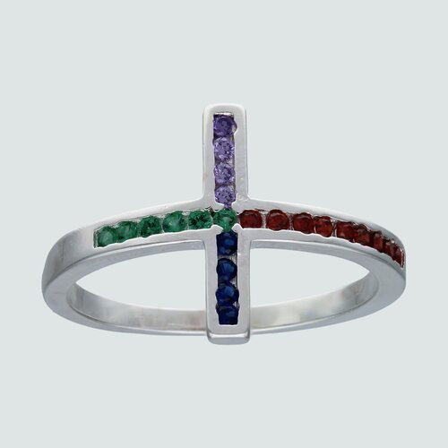Anillo Cruz con Circones Multicolor