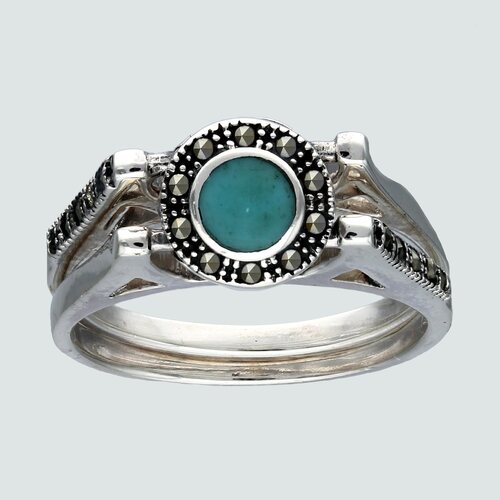 Anillo Reversible Nácar Turquesa y Marquesita