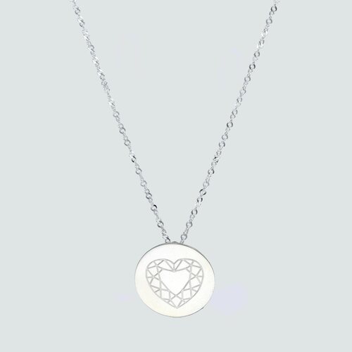 Collar Singapur con Placa Circular Corazón