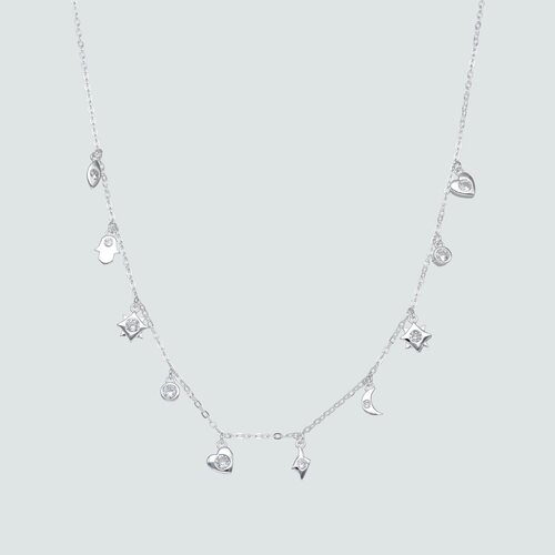 Collar Media Luna Corazones y Estrellas Circones