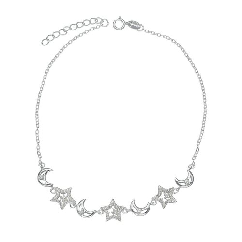 Tobillera Media Luna y Estrellas con Circones