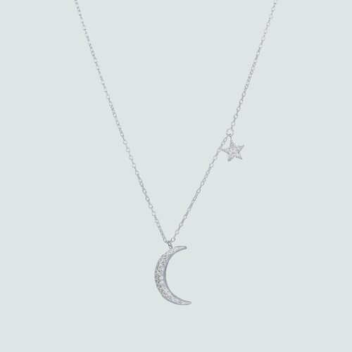 Collar Media Luna y Estrella con Circones