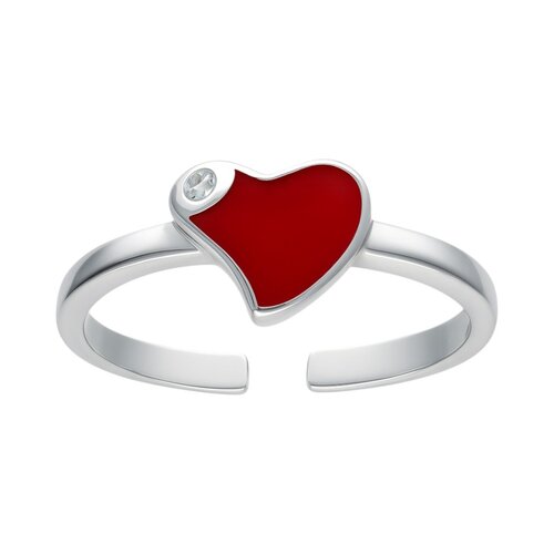 Anillo Midi Ajustable Corazón Esmaltado Circón