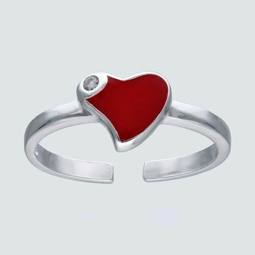 Anillo Ajustable Corazón Esmaltado con Circón