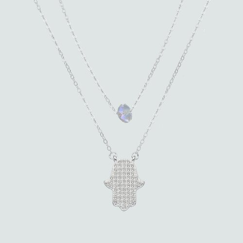 Collar Doble Ovalo Cristal y Mano de Fátima Circones