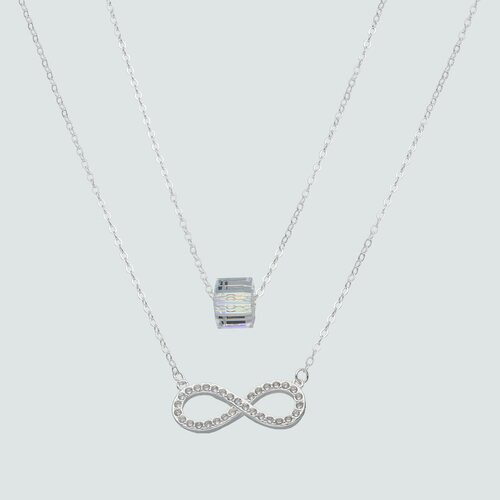 Collar Doble Infinito con Circones y Cubo Cristal