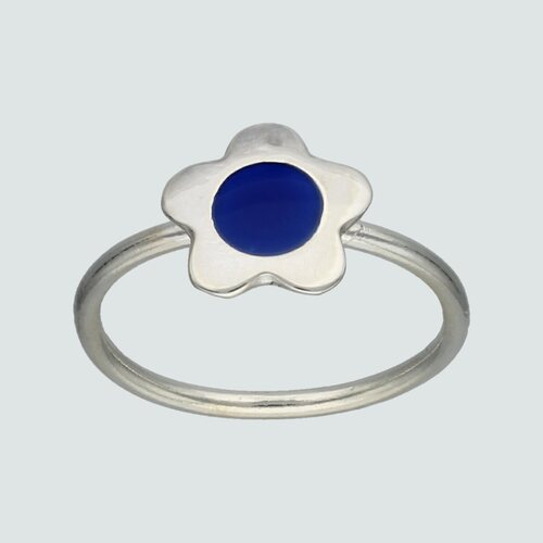 Anillo Flor Esmaltado Lapislázuli