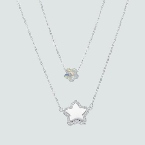 Collar Doble Flor Cristal y Estrella con Circones