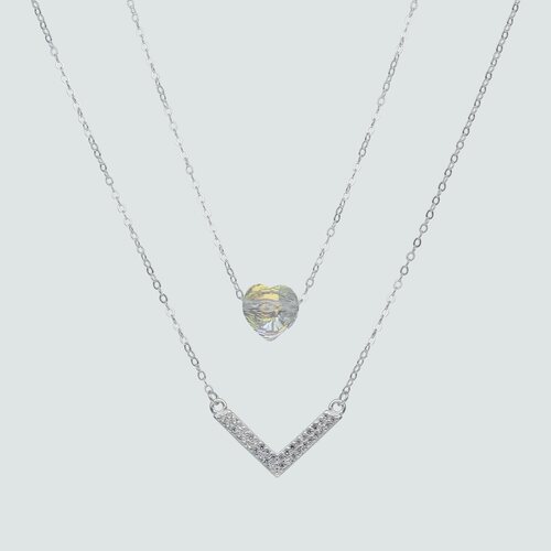 Collar Doble del Deseo y Corazón Hecho con Cristal Swarovski®