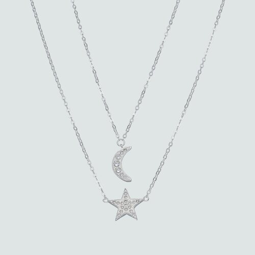 Colar Doble Estrella y Media Luna con Circones
