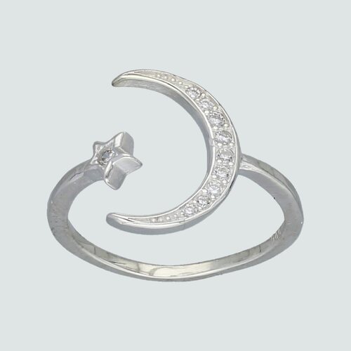 Anillo Midi Media Luna y Estrella con Circones