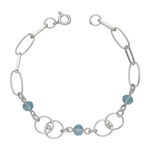 Pulsera Círculos Cristales Agua Marina