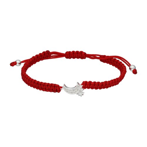 Pulsera Hilo Rojo Ajustable Media Luna Estrellas Circones