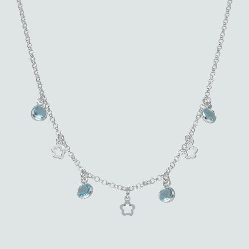 Collar Flores Circones Agua Marina