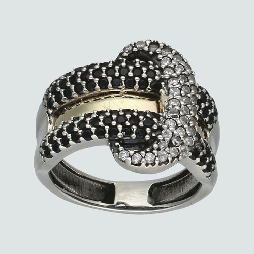 Anillo Cinturón con Circones Onix y Oro