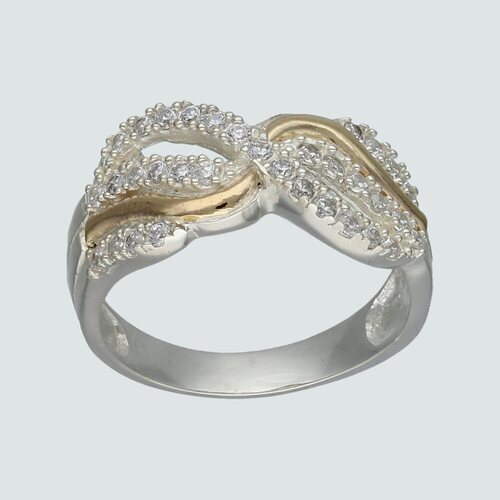 Anillo Líneas Onduladas con Circones y Oro