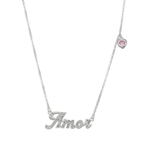 Collar Amor Corazón Circón Rosa Francia