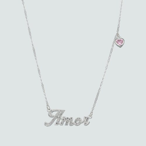 Collar Amor Corazón Circón Rosa Francia