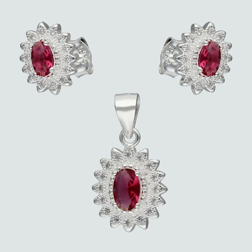 Conjunto Circón Rubí Ovalado