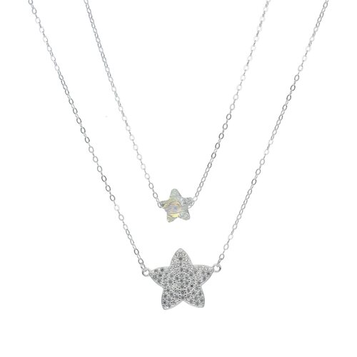 Collar Doble Estrellas Hecho con Cristal Swarovski® y Circones