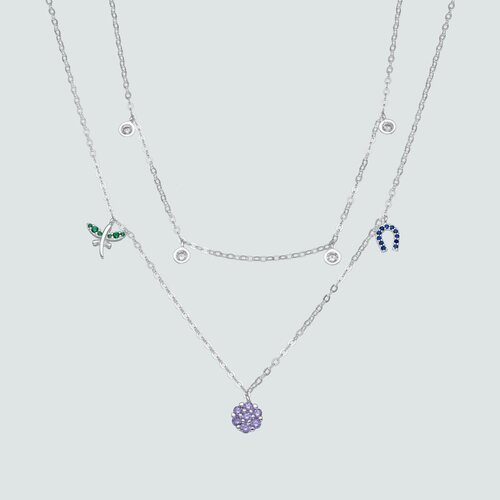 Collar Doble Mariposa Herradura Flor Circones
