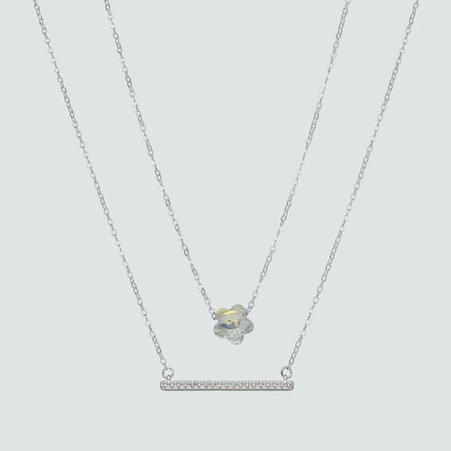 Collar Doble Circones y Flor Hecho con Cristal Swarovski®