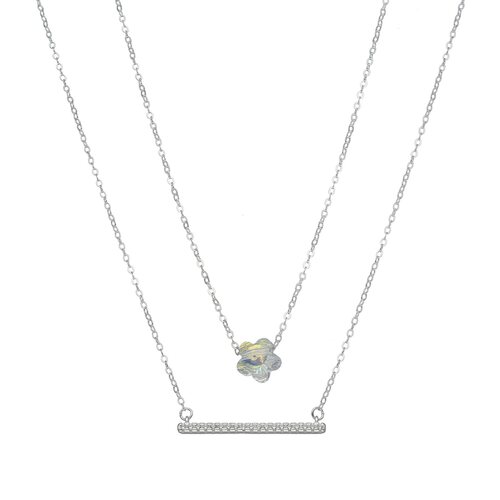 Collar Doble Circones y Flor Hecho con Cristal Swarovski®