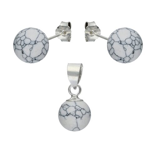 Conjunto Esfera Howlita Blanca 8 mm