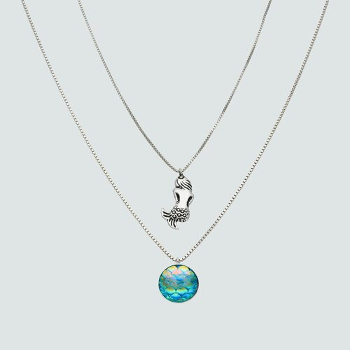 Collar Doble Sirena Cristal Tornasol