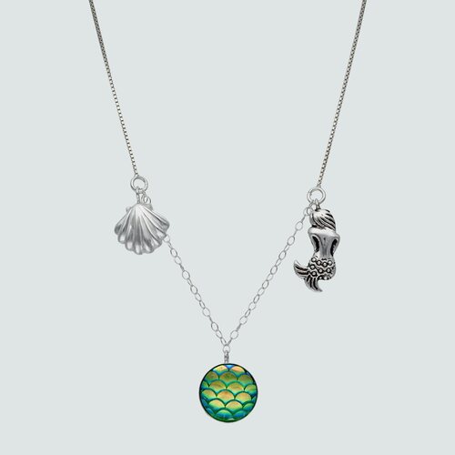 Collar Sirena Almeja y Cristal Tornasol