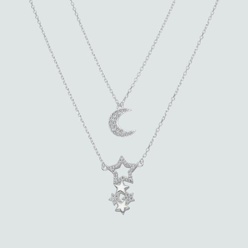 Collar Doble Media Luna Estrellas Circones