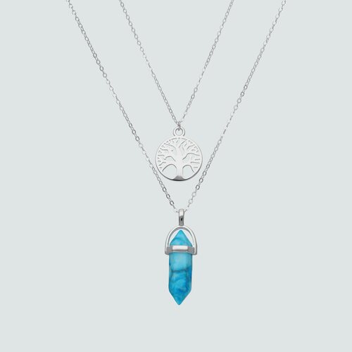 Collar Doble Árbol de la Vida y Cuarzo Turquesa