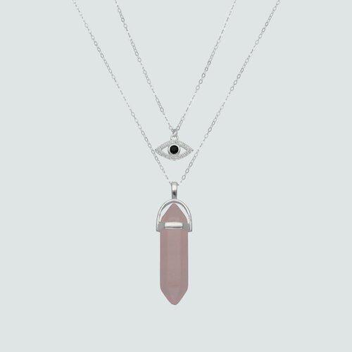 Collar Doble Ojo Turco Circones y Cuarzo Rosa