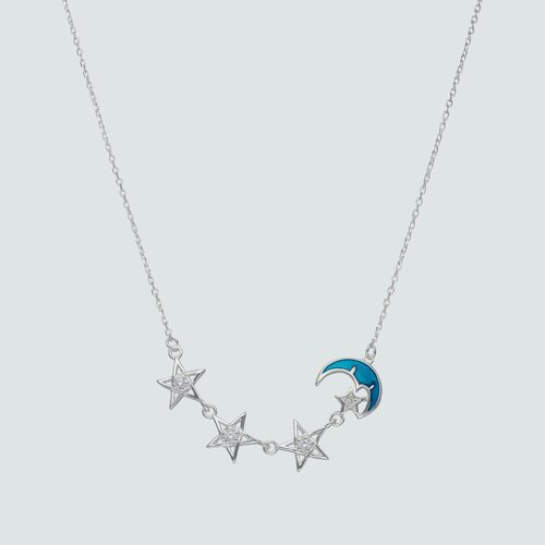 Collar Media Luna Esmaltada Estrellas Circones