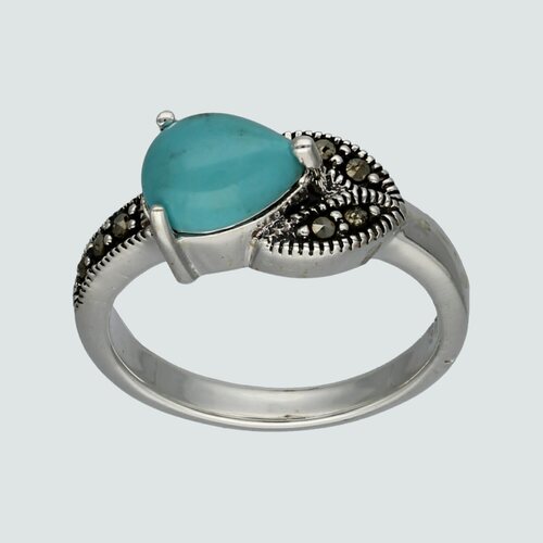 Anillo Flor Turquesa y Marquesita