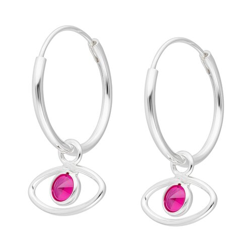 Argolla Ojo Turco Cristal Fucsia 14 mm