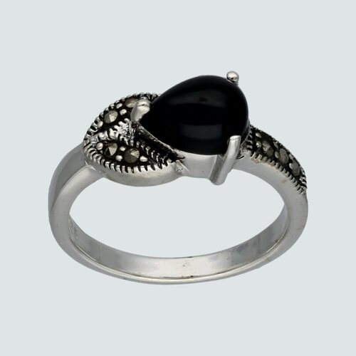 Anillo Flor Ónix y Marquesita