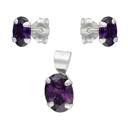 Conjunto Ovalo Circón Amatista