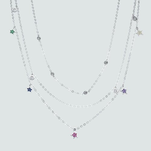Collar Triple Estrellas Circones Multicolor