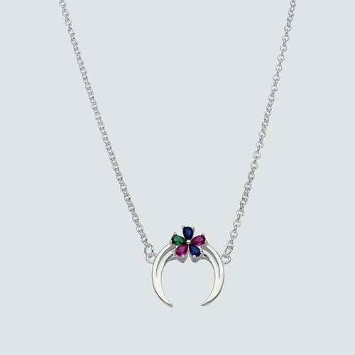 Collar Luna Invertida Flor Circones Multicolor