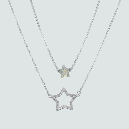 Collar Doble Estrellas Hecho con Cristal Swarovski® y Circones