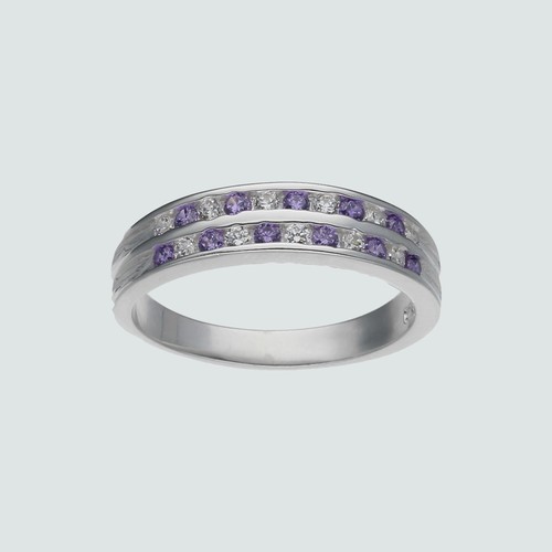 Anillo Cintillo Circones Amatista