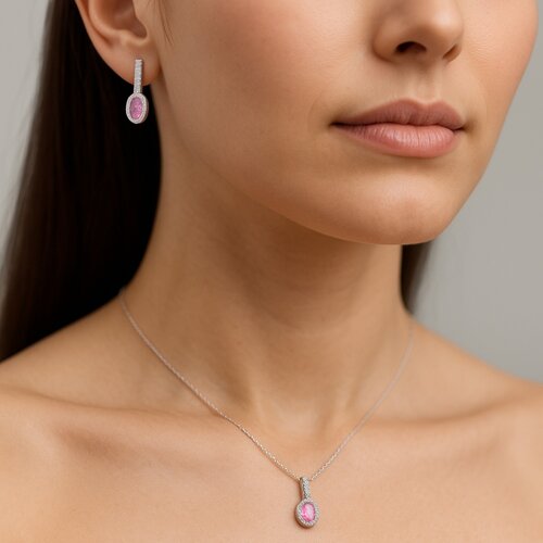 Conjunto Circón Ovalado Rosa Francia