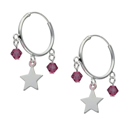 Argolla Estrella Cristales Hecho con Swarovski® Fucsia 16 mm