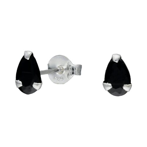 Aro Gota Circón Ónix 6x4 mm
