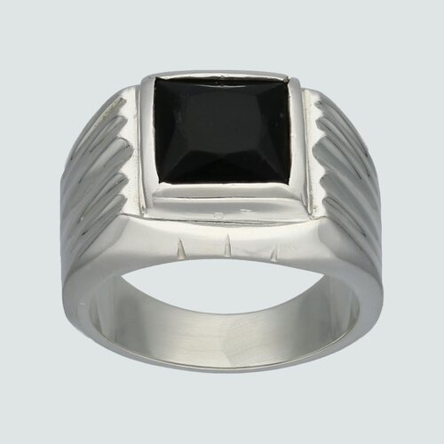 Anillo Sello Inflado Circón Ónix
