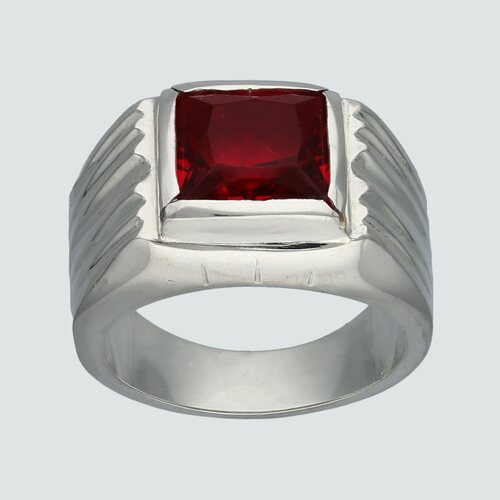 Anillo Sello Inflado Circón Rubí