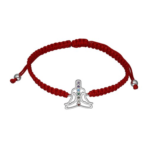 Pulsera Hilo Rojo Ajustable Posición de Loto 7 Chakras