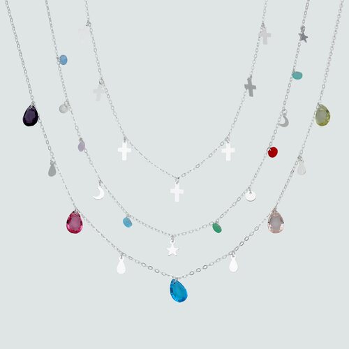Collar Triple Gotas Hecho con Cristal Swarovski® y Cruces