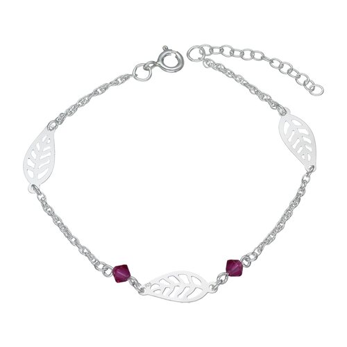 Pulsera Hojas Cristales Hecho con Swarovski® Fucsia